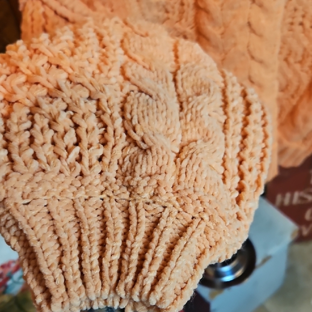 066 POL Orange Cable Knit Turtleneck Sweater - Picture 5 of 8
